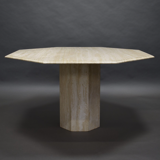 Dining Room Table in Marble and Travertine, Italy, 1970s