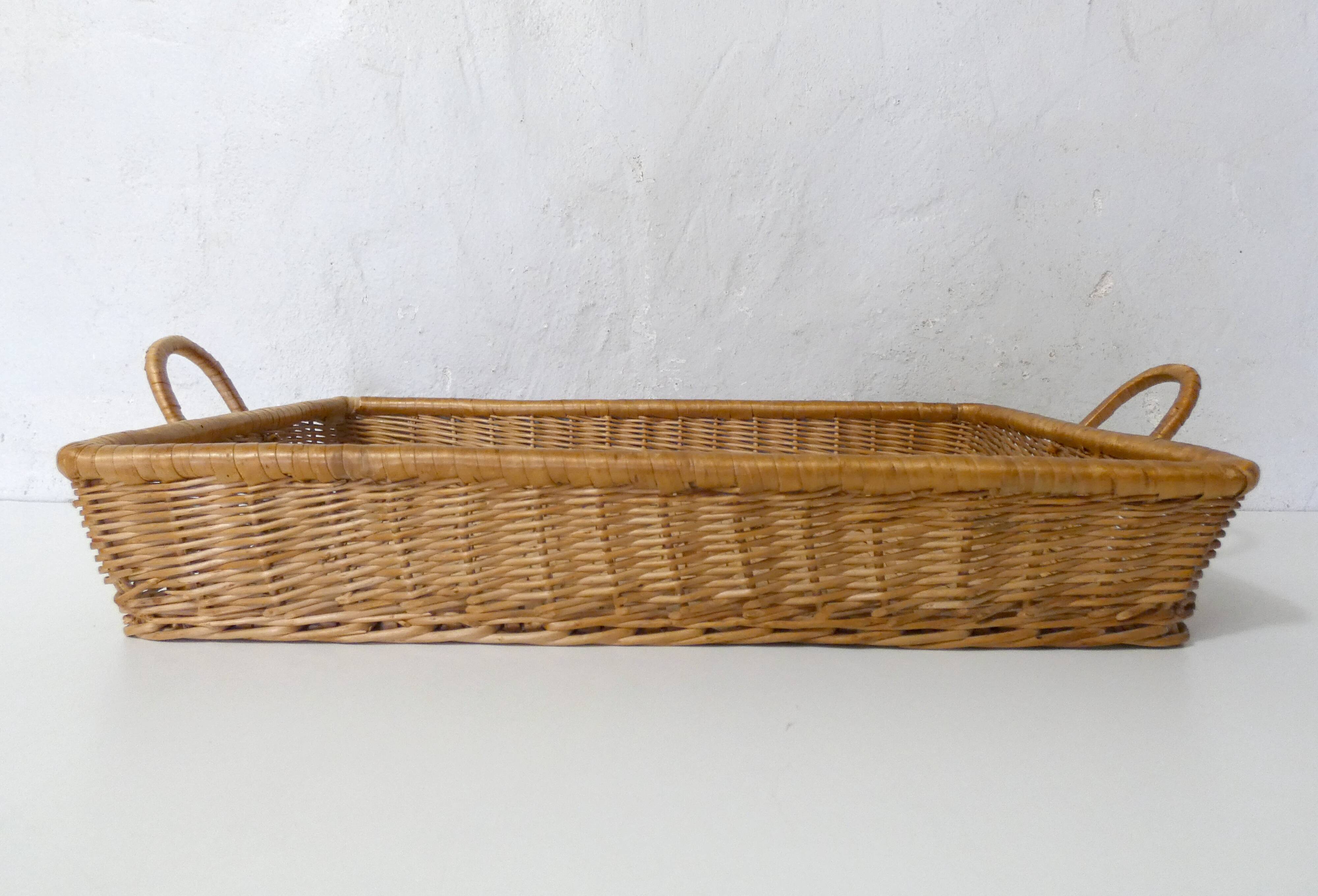 vintage rattan tray