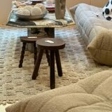 Vintage brutalist tripod stool compass legs - wood