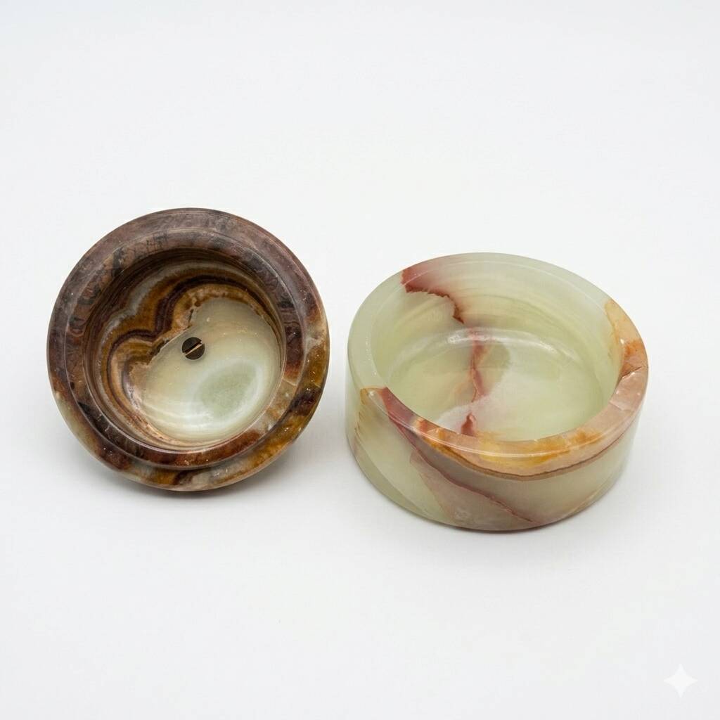 Green onyx catchall - Vintage 1970 green onyx jewellery box