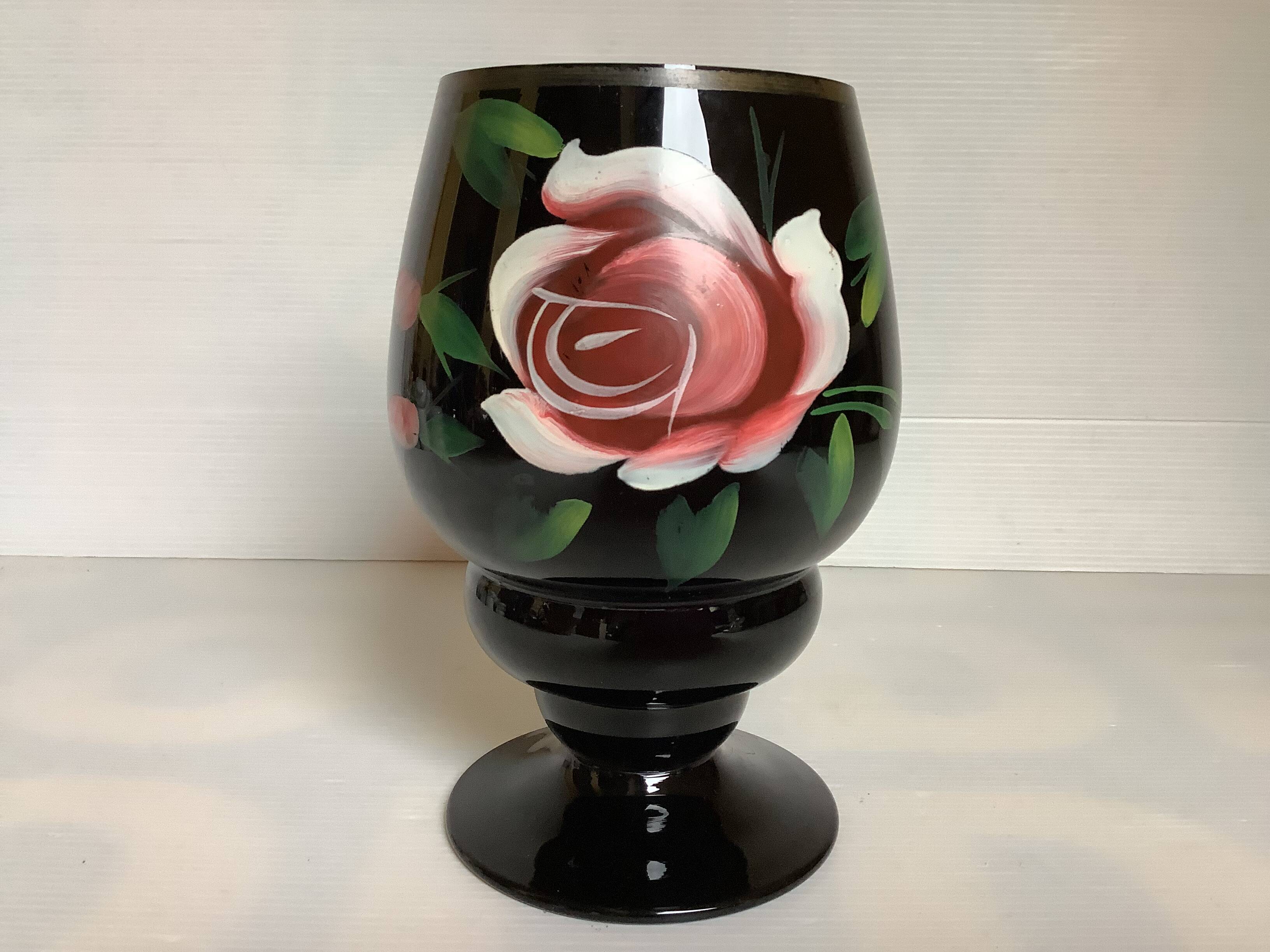 Hand-decorated opaline vase