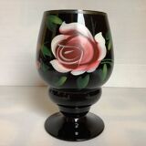 Hand decorated opaline vase