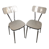 2 chairs in white-gray Formica from the 70s