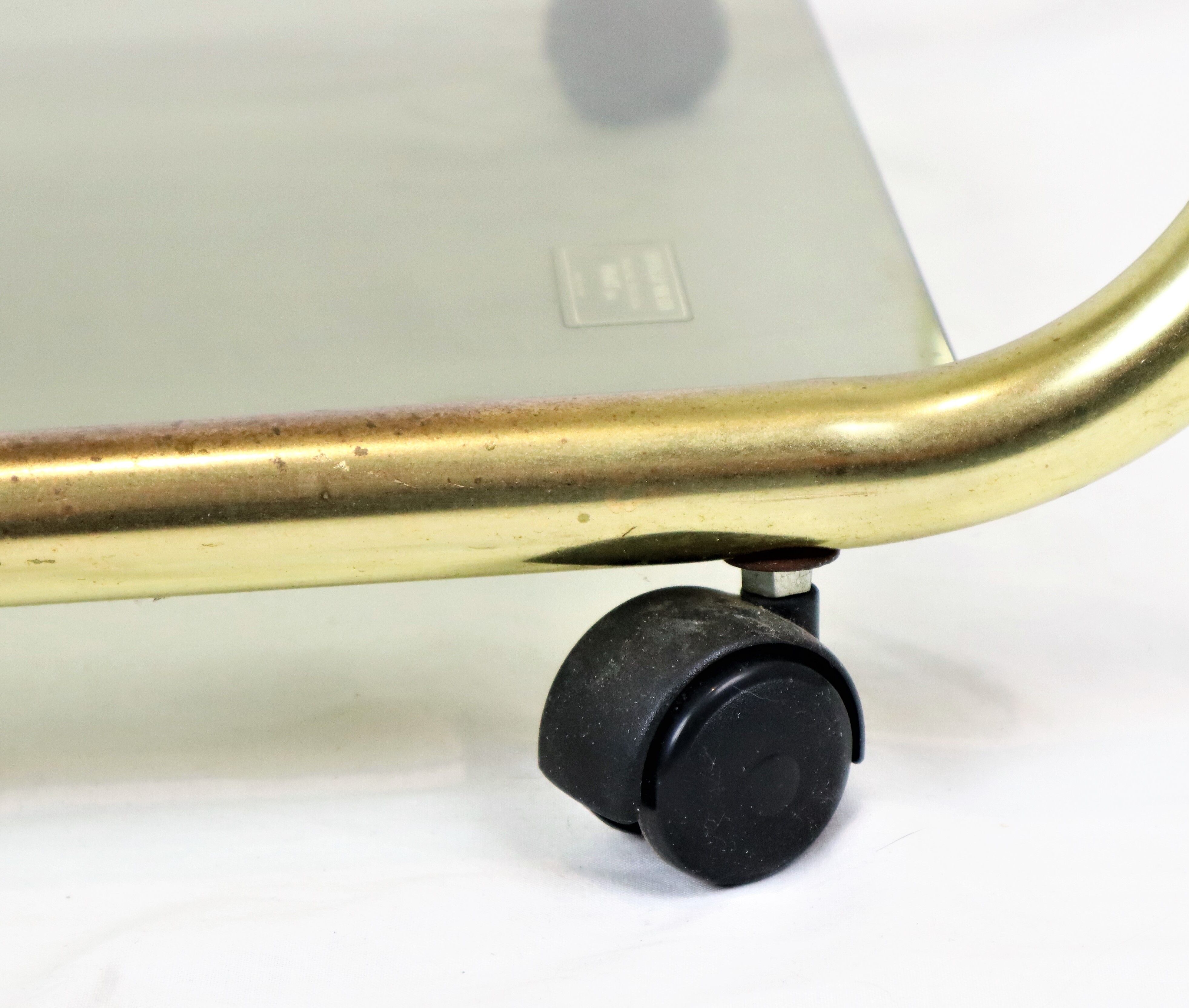 Vintage smoked glass trolley bar magazine rack side table milo baughman style italy 53cm