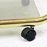 Vintage smoked glass trolley bar magazine rack side table milo baughman style italy 53cm