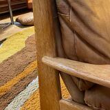 Pair of Danish armchairs from the 70s in leather and solid oak