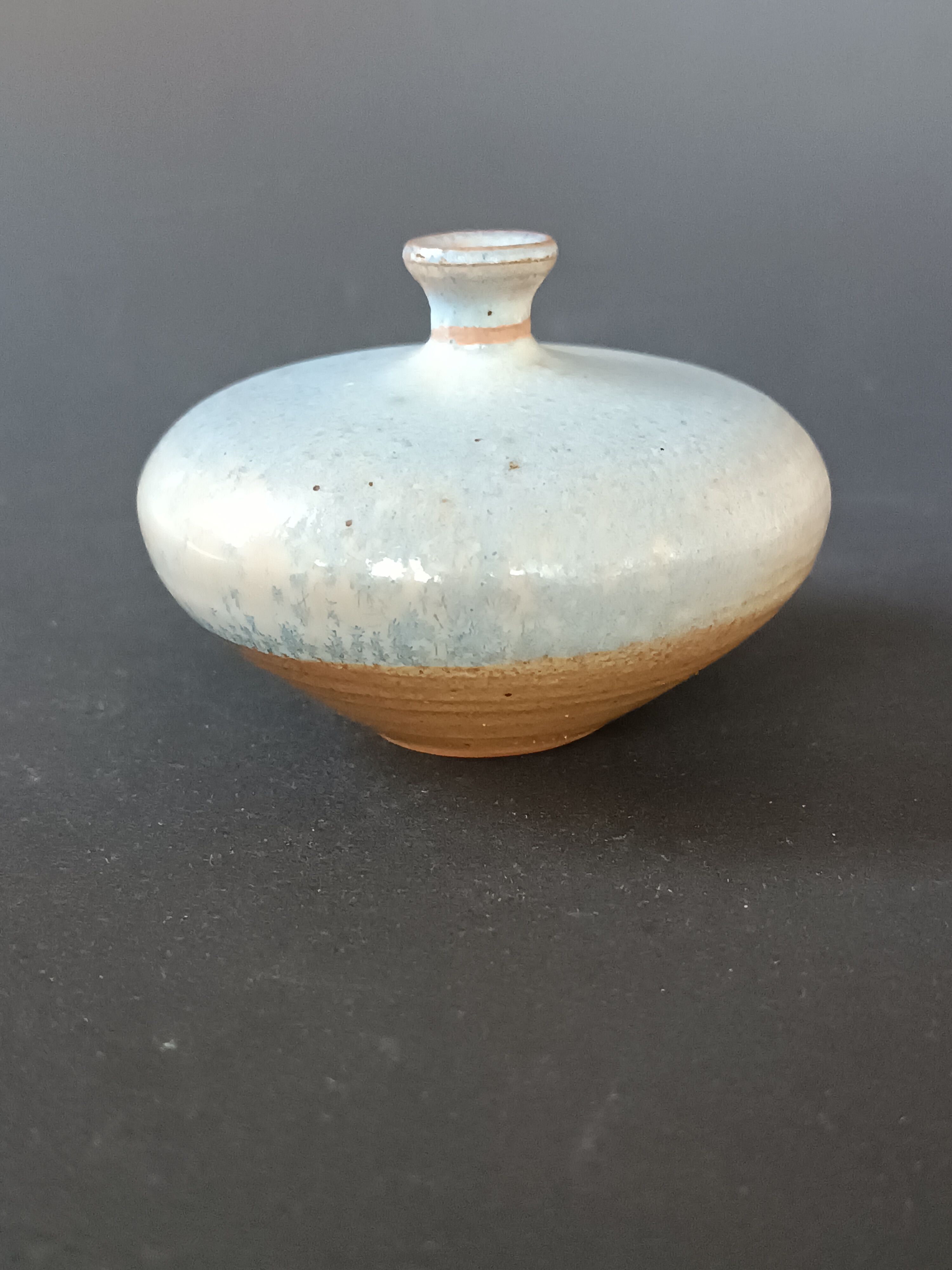 Glacier blue stoneware spherical ceramic Antonio Lampecco vintage