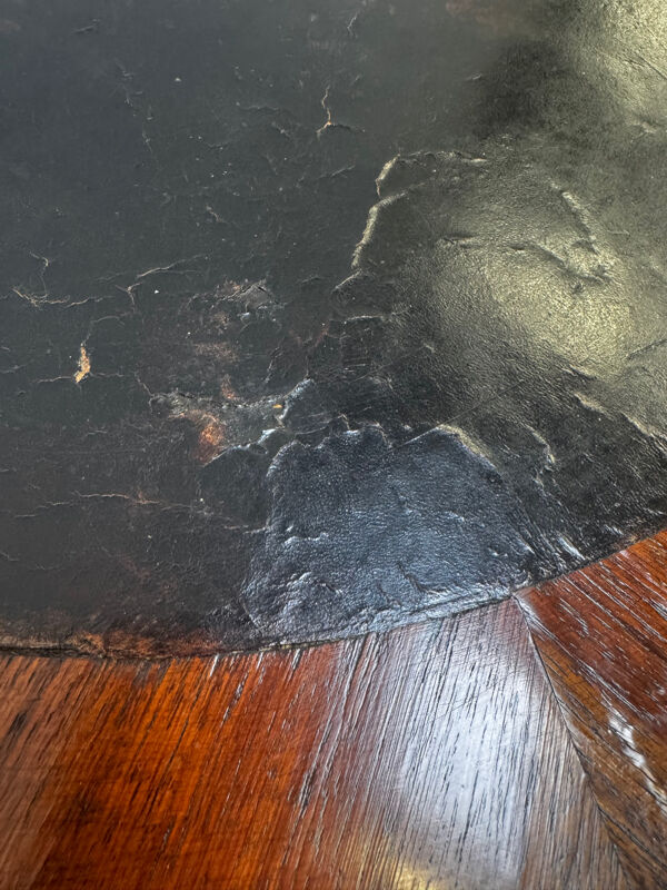 Table bouillotte/table jeu de Style Louis XVI en marqueterie vers 1900