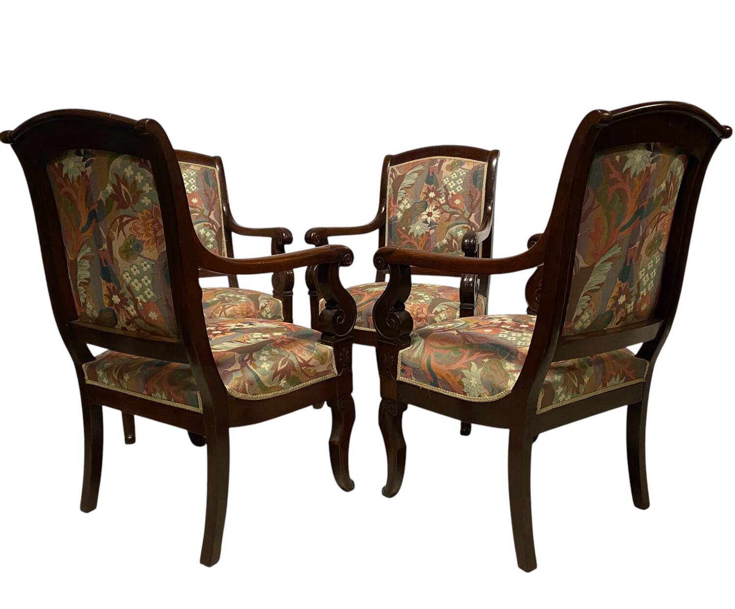 Four 19th century mahogany armchairs