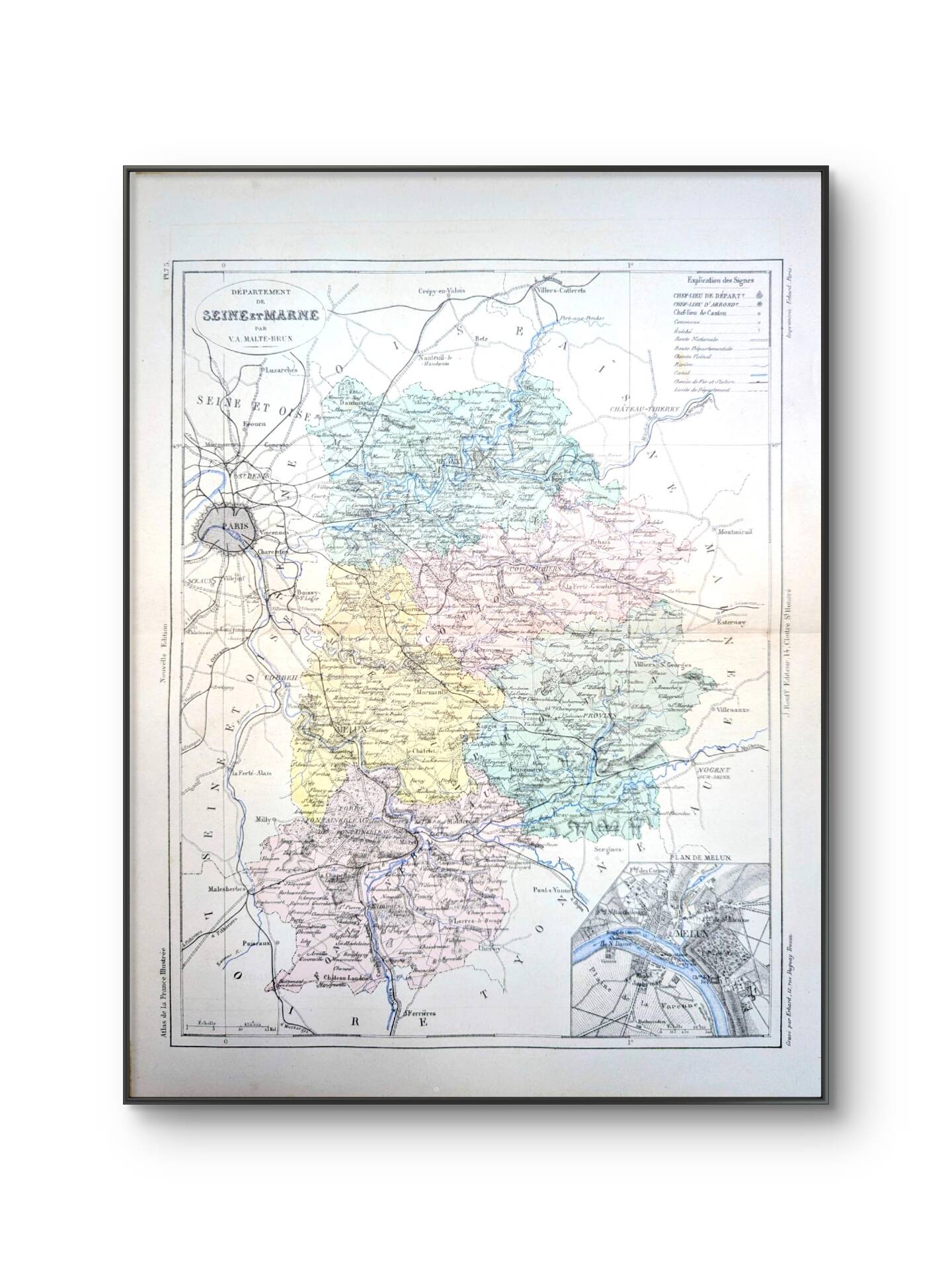 Map of Seine-et-Marne, printed in 1883.