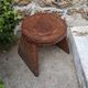 Wood and leather stool, handcrafted African art.