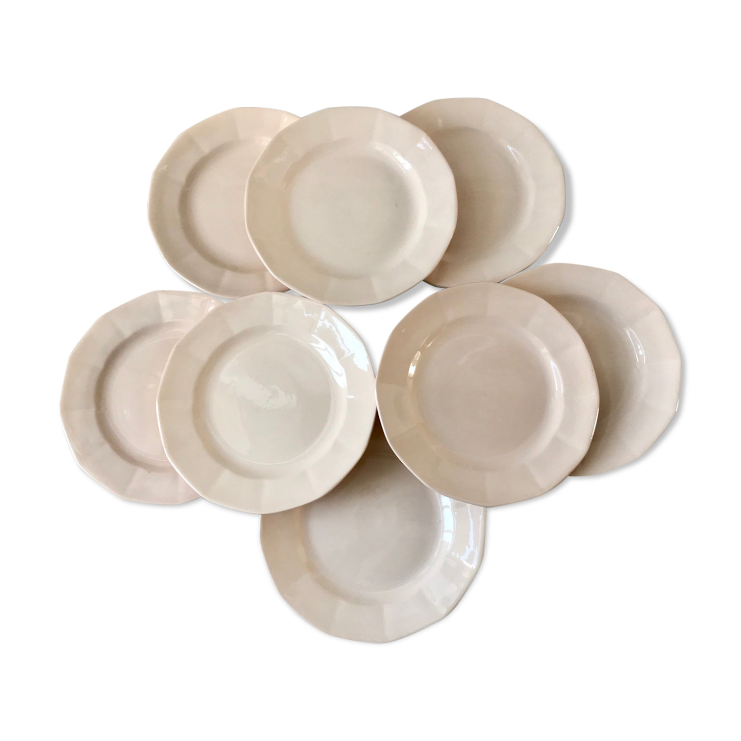 Set of 8 dessert plates Digoin model France powder pink