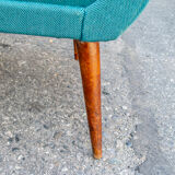 Pair of armchairs with wooden structure and padding covered in Italian fabric 50s