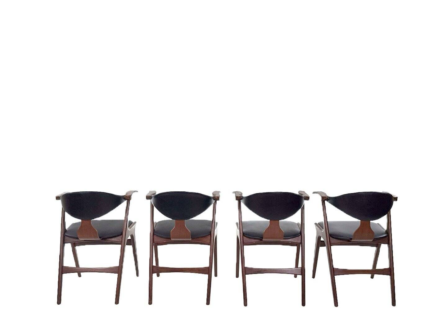 Set of 4 vintage design 'Koehoorn' dining chairs by Louis van Teeffelen for AwA
