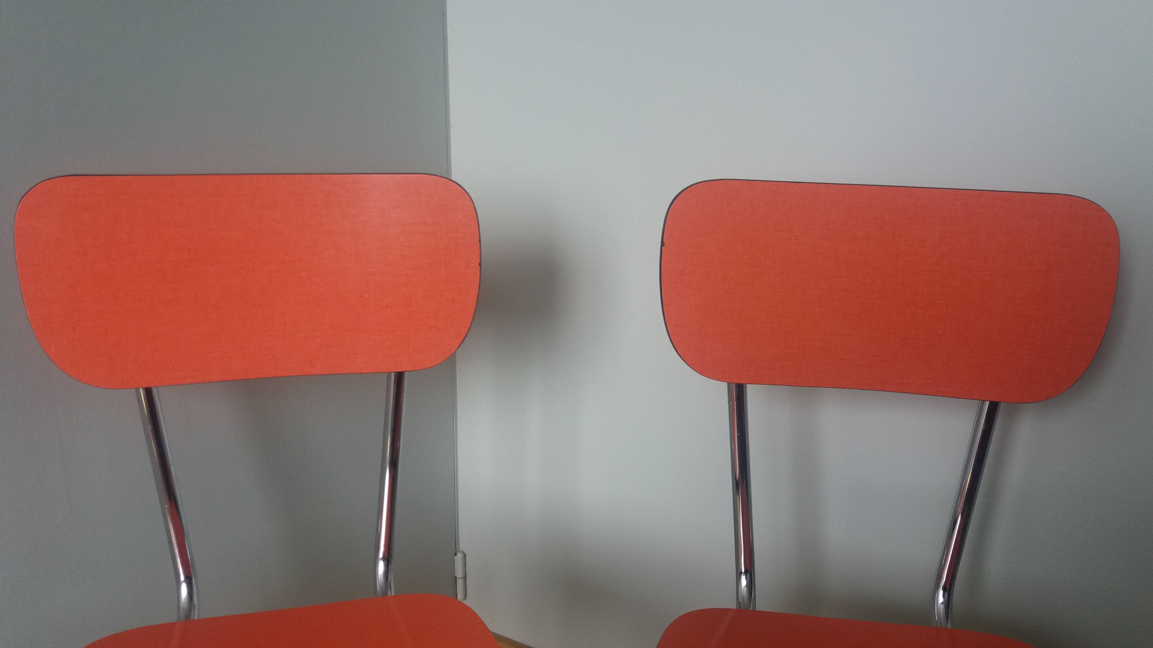 Chaises en formica et métal chromé