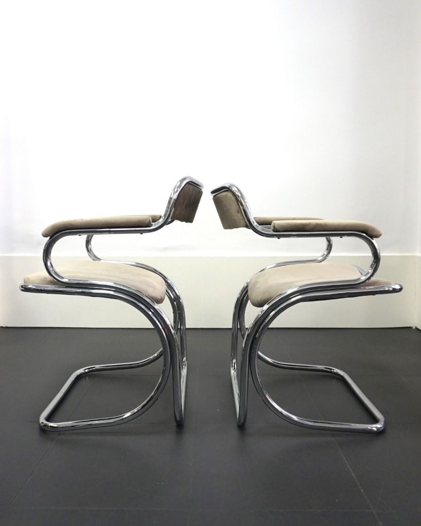 Paire de chaises space age en acier courbé, années 70