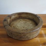 Antique 19th Century Large English Elm Wooden Straight Sided Dairy Wash Bow