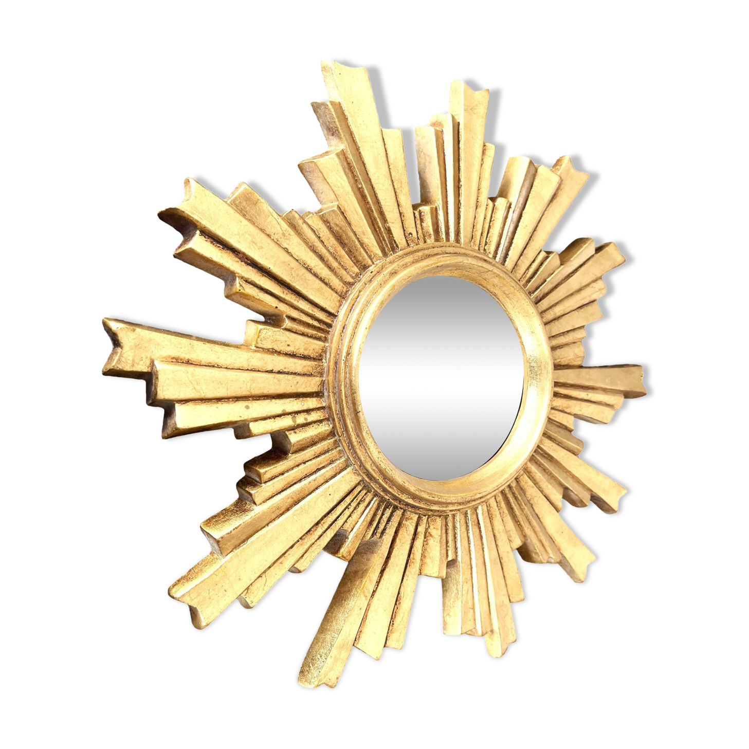 Golden wood “witch’s eye” sun mirror