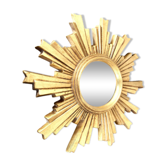 Golden wood “witch’s eye” sun mirror