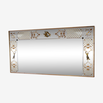 Miroir de brasserie bistrot à motifs églomisés 202x102cm