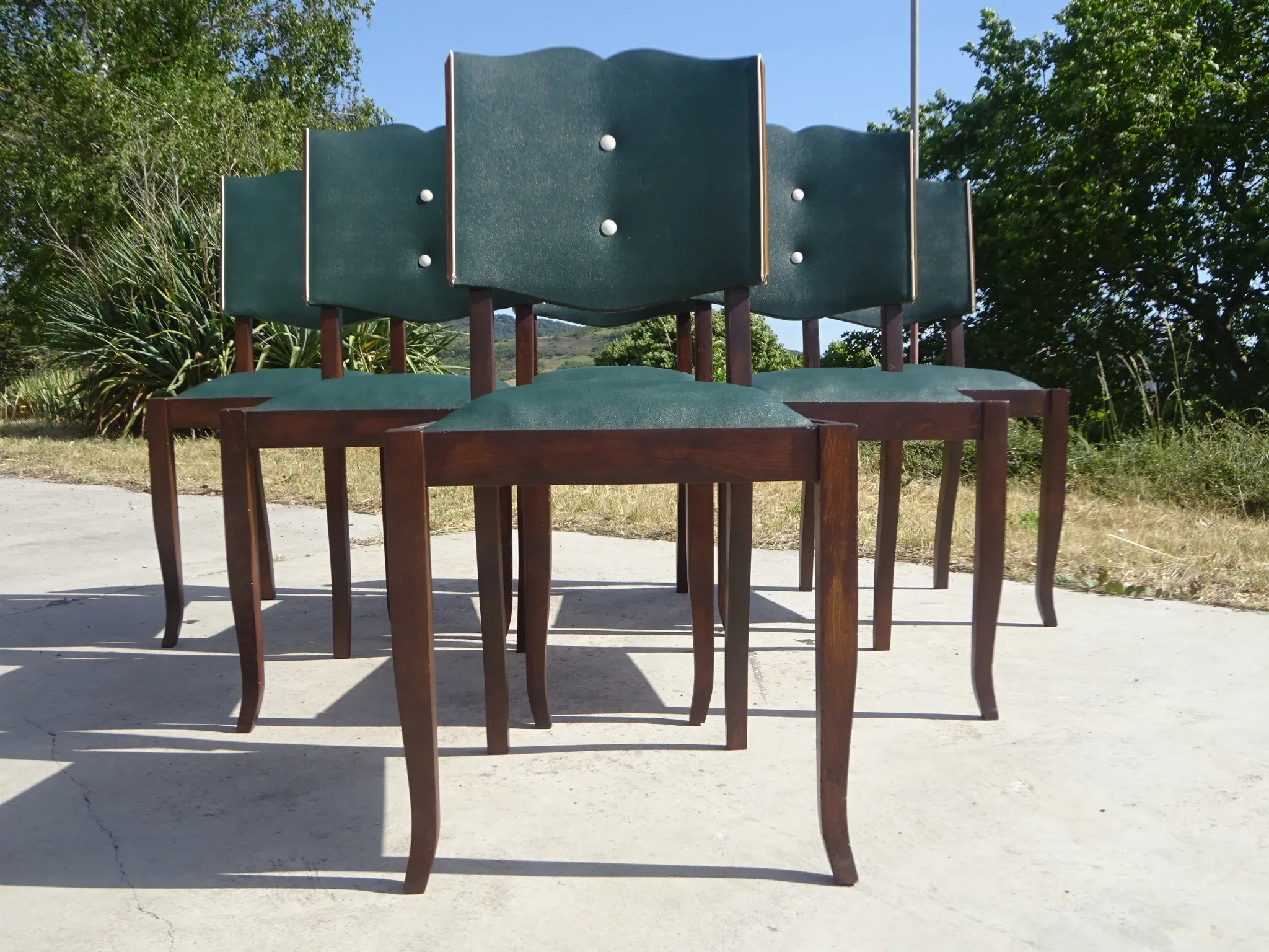 Chaises Art Déco restaurées, lot de 6