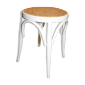 Tabouret blanc canné
