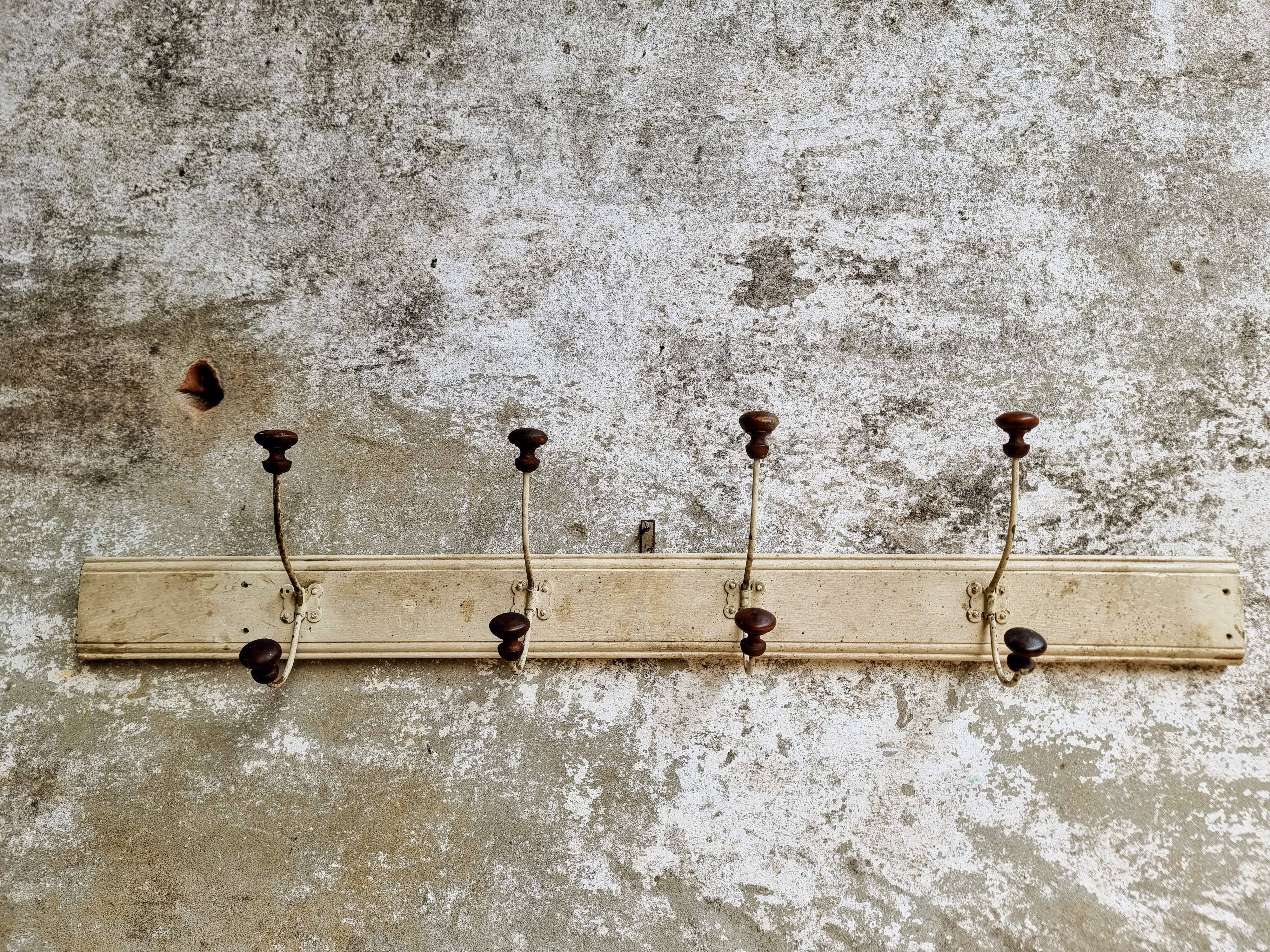 Antique wall coat rack 120 cm French