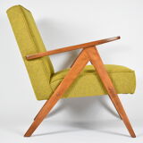 Fauteuil des années 60 Compas, restauré, moutard jaune