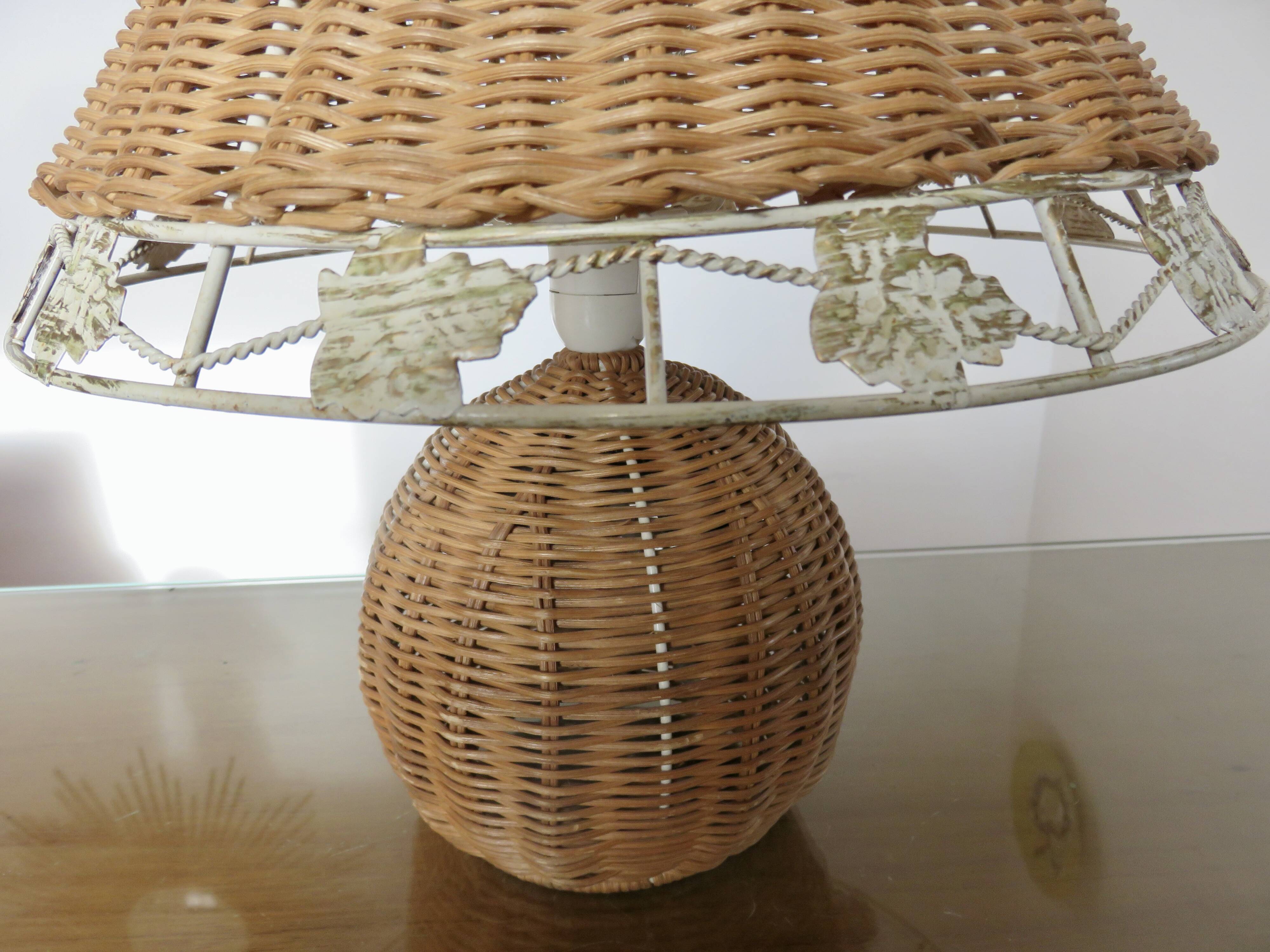 Pair of rattan lamps, 1980s