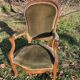 Fauteuil Voltaire Louis Philippe en velours vert bois XIX