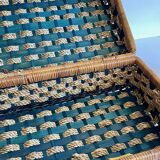 Set of 2 vintage rattan and rope baskets