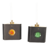 Paire de lampes suspendues triangulaires par Hans Bergstrom, Suède, 1950