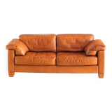 Three-seater sofa in cognac-colored leather produced by De Sede. Model DS-17/123, Switzerland, 2000s