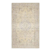 Tapis de zone vintage turc Oushak fait main en laine et coton beige des années 1970 171x282