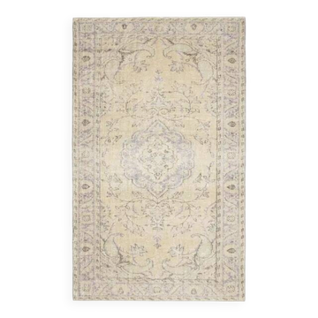1970s Vintage Turkish Oushak Handmade Wool Cotton Beige Area Rug 171x282