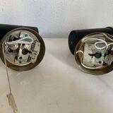 Pair of vintage 1950s Lita Zodiac spotlights by Jacques Biny, black and gold - 16 x 13