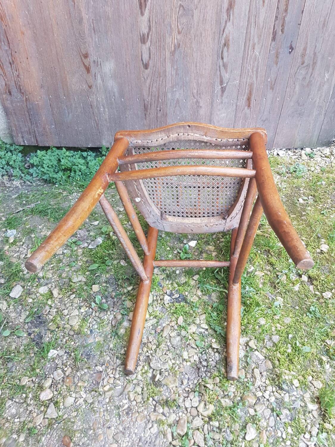 Old thonet style bistro chair turned wood + vintage cane seat