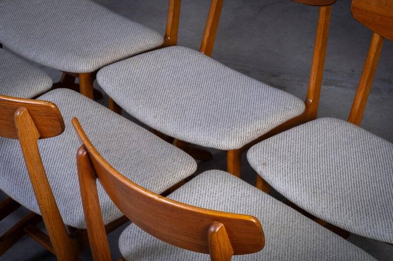Dining Chairs in Oak and Teak, Denmark, 1960s, Set of 6