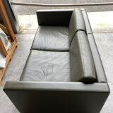 2-seater sofa and 2 armchairs set Pfister for Knoll khaki leather