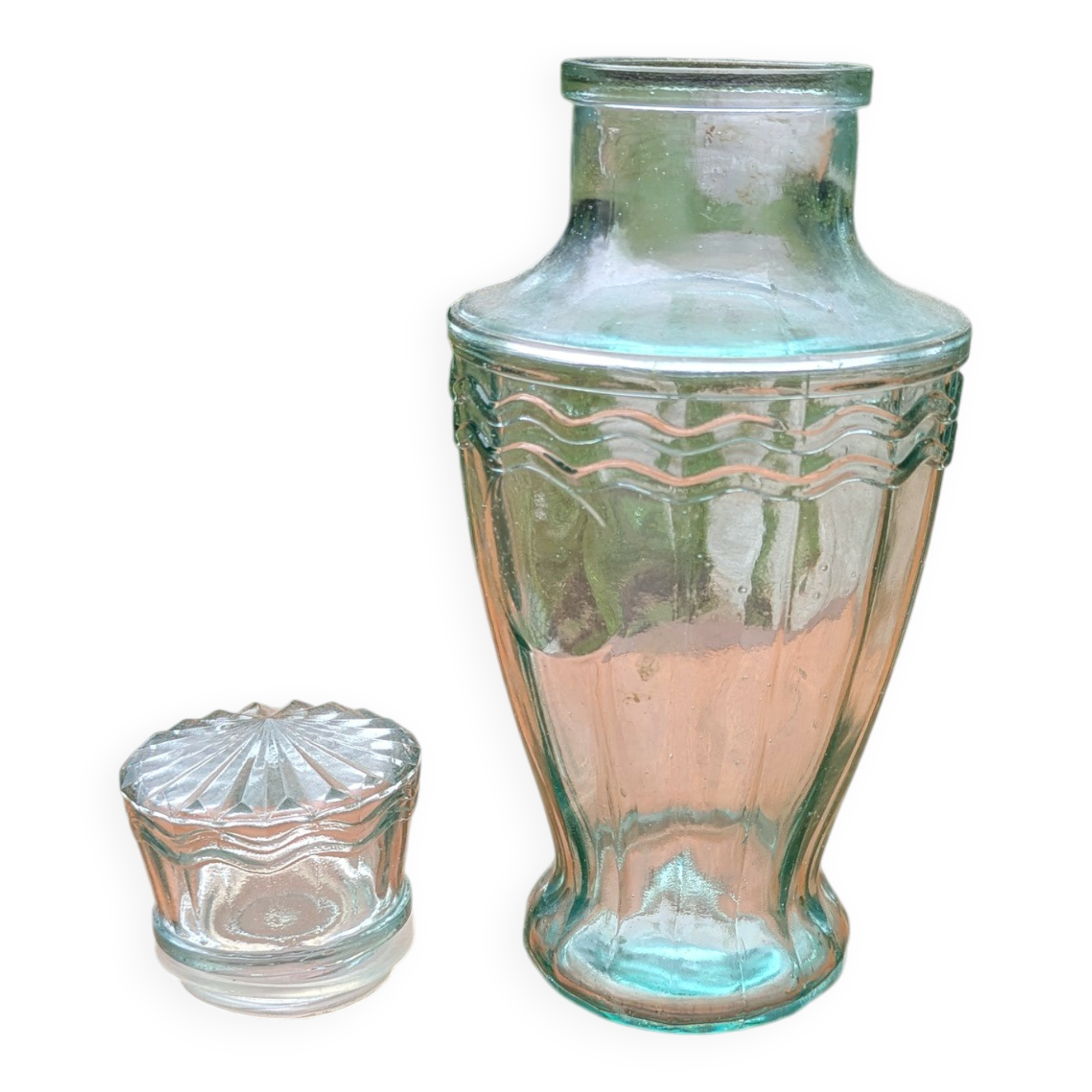 Carafe en verre moulé épais