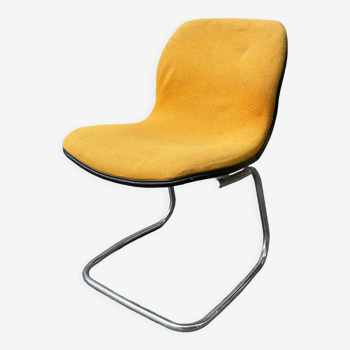 Desk chair from the seventies with chrome steel foot