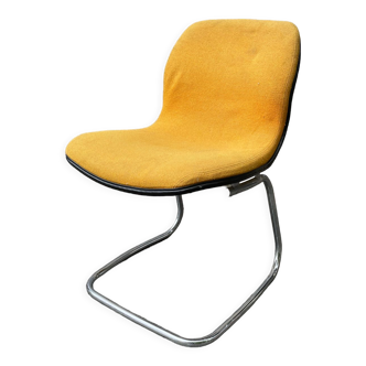 Desk chair from the seventies with chrome steel foot