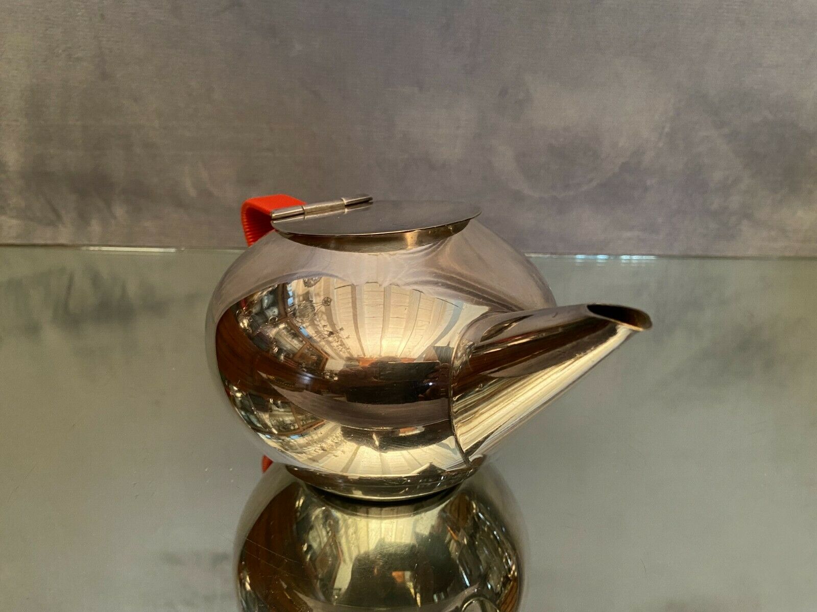 Silver metal teapot WMF vintage design 1960