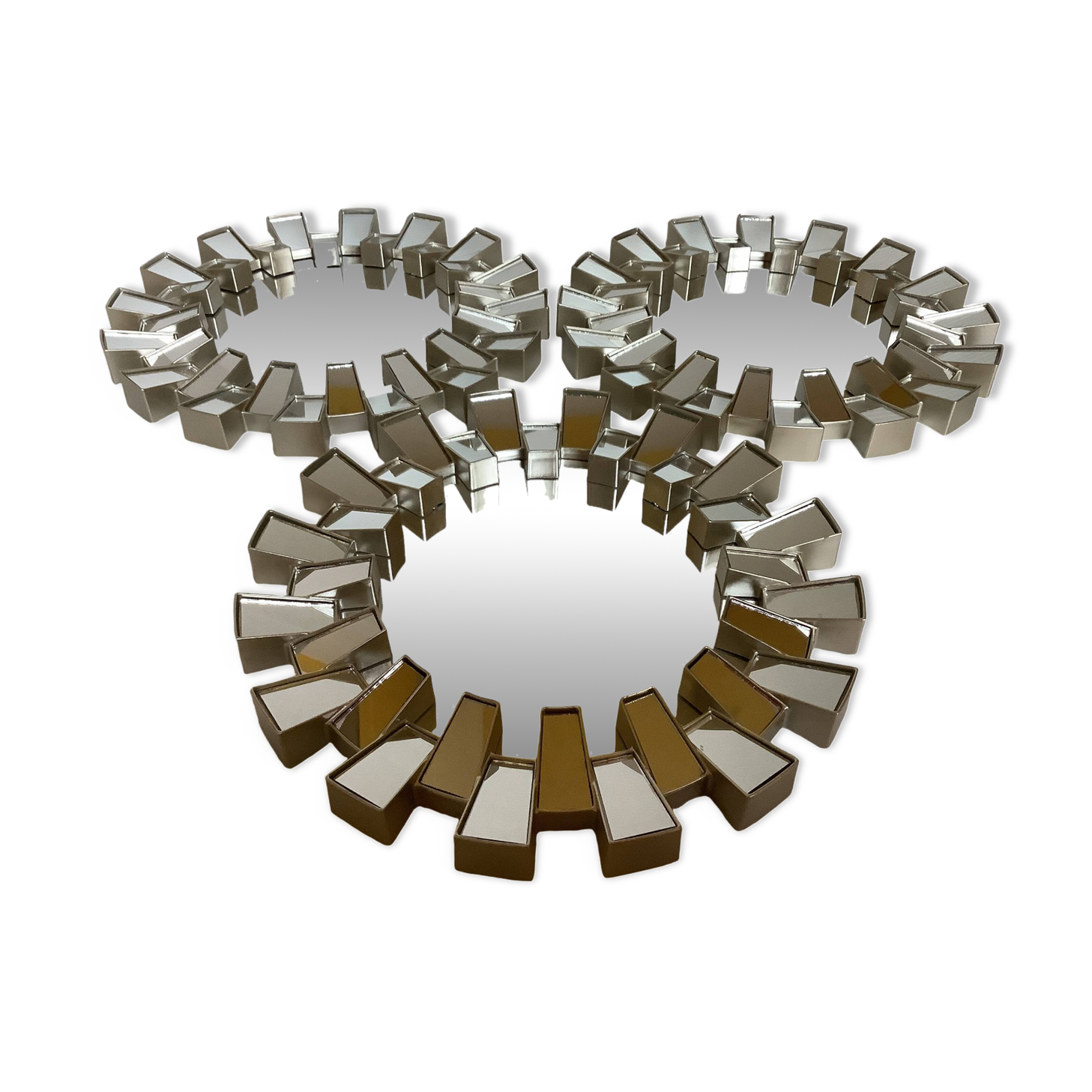 Trio of silver-framed mirrors