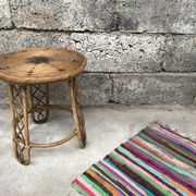 Bamboo stool 50s Decoration natural wood rattan wicker Vintage Plant Door