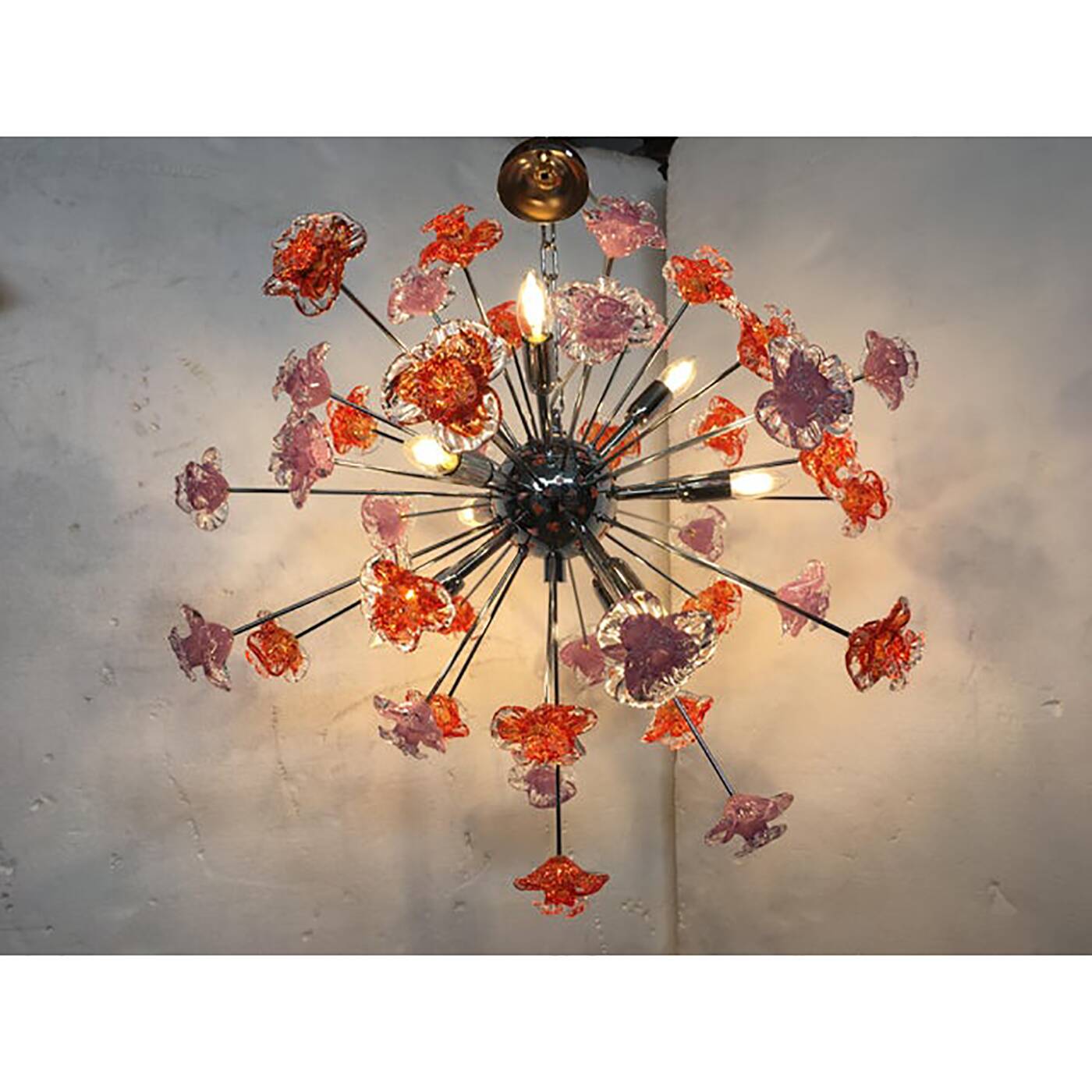 Murano Glass Flowers Italian Sputnik Candlestick