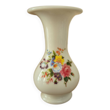 Vintage floral white opaline trumpet vase