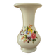 Vase trompette en opaline blanche fleuri vintage