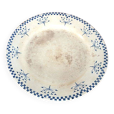Plat sur pied ou compotier en décor damier par Creil Montereau