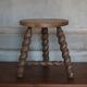 Vintage stool, old wooden stool, tripod stool